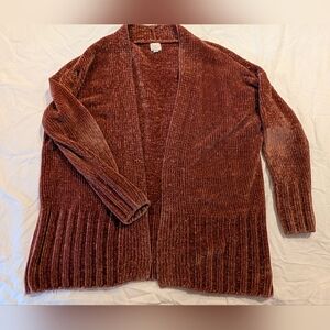 Dark Rose Cozy Open Front Cardigan